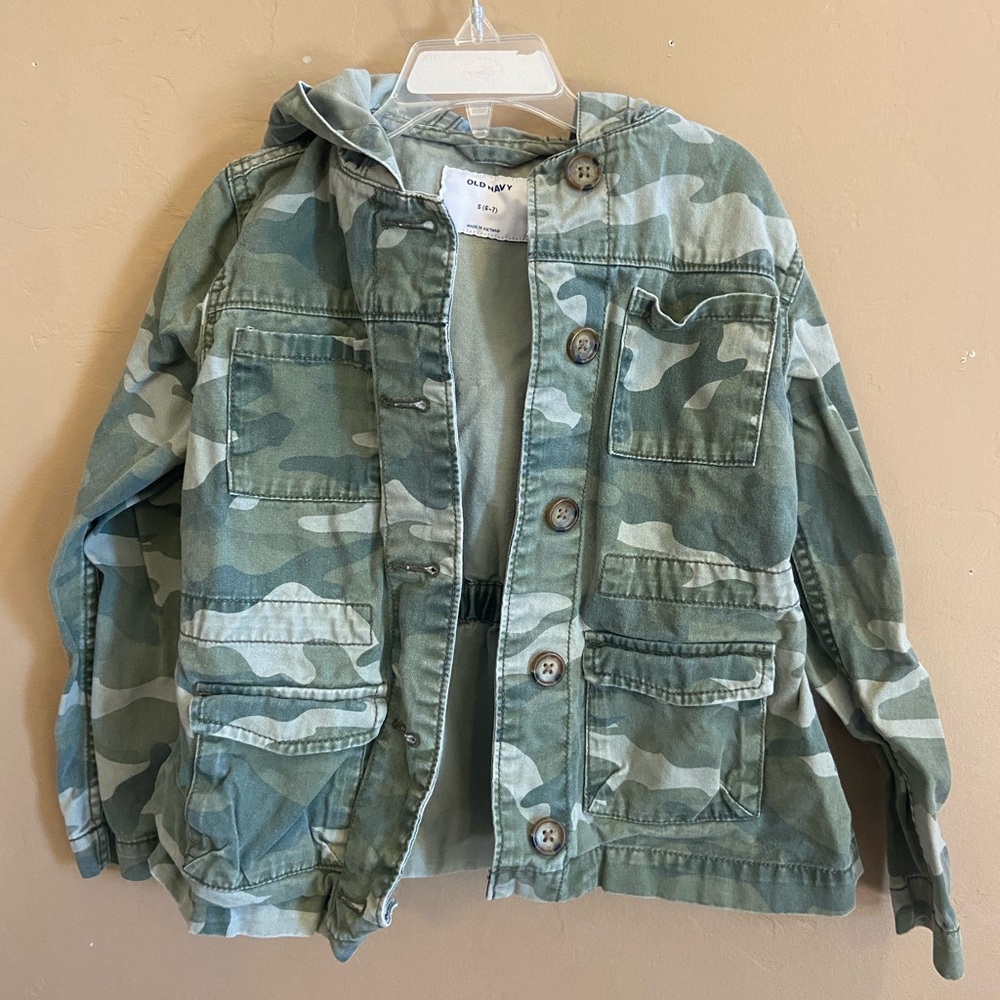 Camo-Print Hooded Utility Jacket